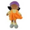 Peluche Doudou poupee robe orange jaune chapeau mauve Nounours 30 cm (25171)