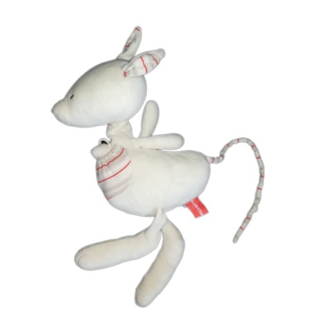 Doudou Kangourou Orchestra 32 cm blanc orange poche bebe (20881)