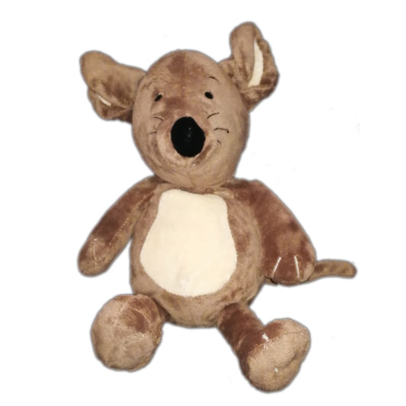 Doudou peluche souris marron rond blanc ventre  Casino 38 cm (18887)