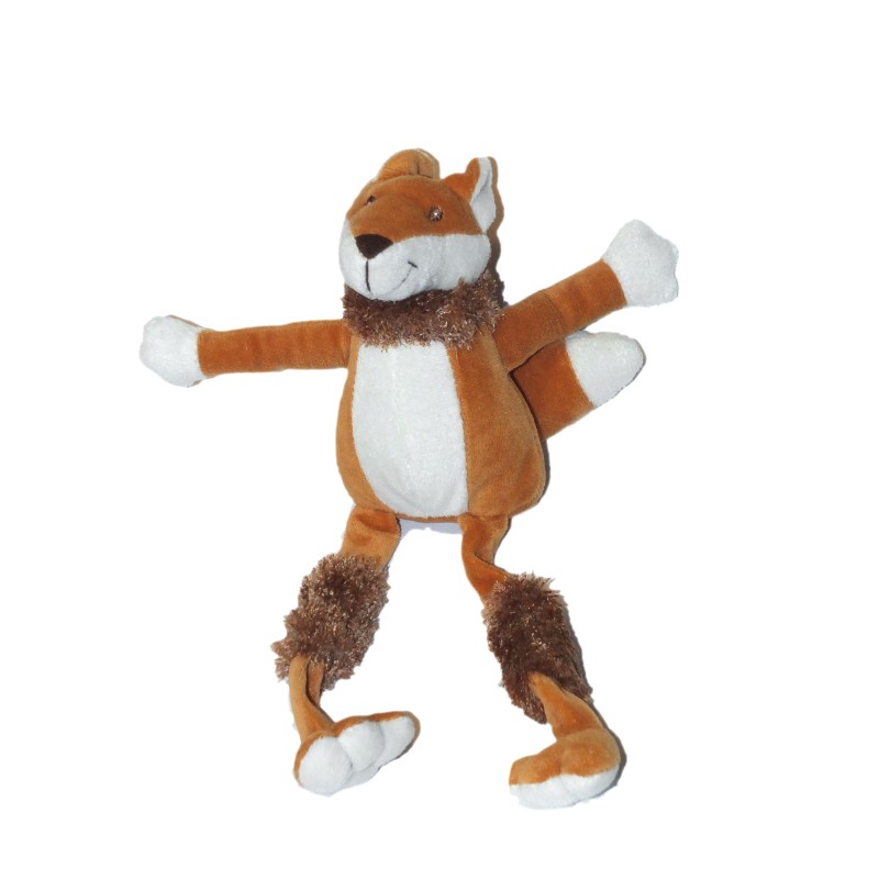 Doudou renard LES PETITES MARIE roux et blanc longues jambes (27749)