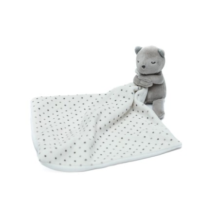 Doudou Chat gris mouchoir blanc à pois OBAIBI OKAIDI (28512)
