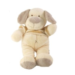 Doudou peluche chien ecru blanc creme beige rayures gris KIABI 26 cm (26310)