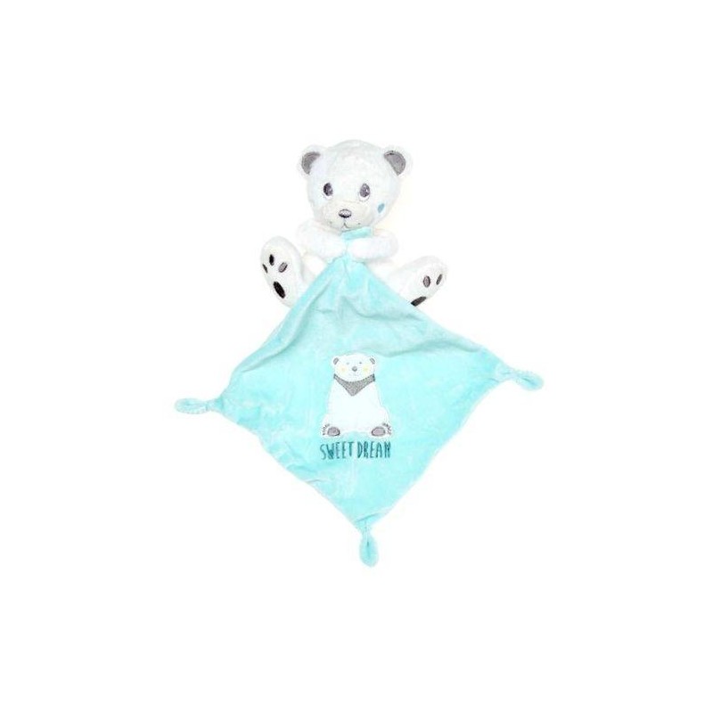 Doudou Ours blanc Mouchoir bleu Sweet Dream Kiabi Simba Toys (14456)