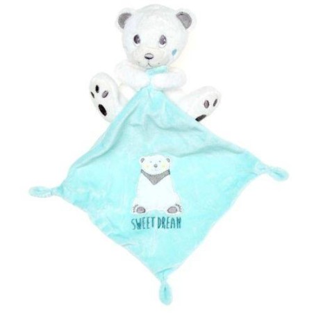 Doudou Ours blanc Mouchoir bleu Sweet Dream Kiabi Simba Toys (14456)