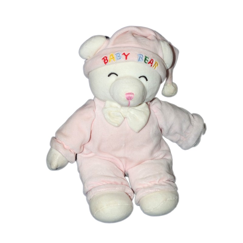 Doudou peluche Ours rose blanc GIPSY Baby Bear 32 cm (12689)