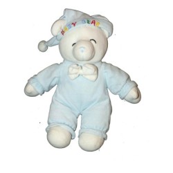Doudou peluche Ours bleu blanc GIPSY Baby Bear 32 cm (12688)