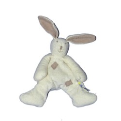 Doudou peluche - LAPIN blanc beige - BABYSUN - H 22 cm (11239)
