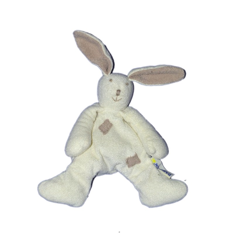 Doudou peluche - LAPIN blanc beige - BABYSUN - H 22 cm (11239)