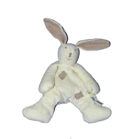 Doudou peluche - LAPIN blanc beige - BABYSUN - H 22 cm (11239)