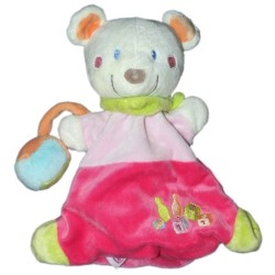Doudou Marionnette OURS rose Quilles Dés - POMMETTE  (11705)