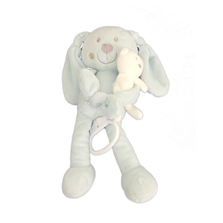Doudou Peluche Musicale LAPIN bleu POMMETTE Ourson Ours blanc H 26 cm (6891)