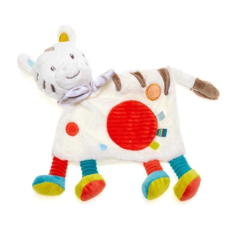 Doudou plat Zèbre blanc rond rouge Nicotoy  Simba Toys (13742)
