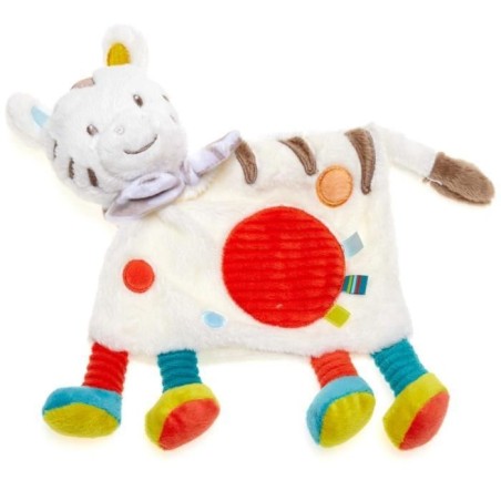 Doudou plat Zèbre blanc rond rouge Nicotoy  Simba Toys (13742)