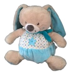 Peluche doudou Lapin bleu blanc 20 cm Mots d Enfants Etoiles (21293)