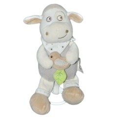 Peluche doudou musical Mouton beige 26 cm Mots d Enfants (21282)