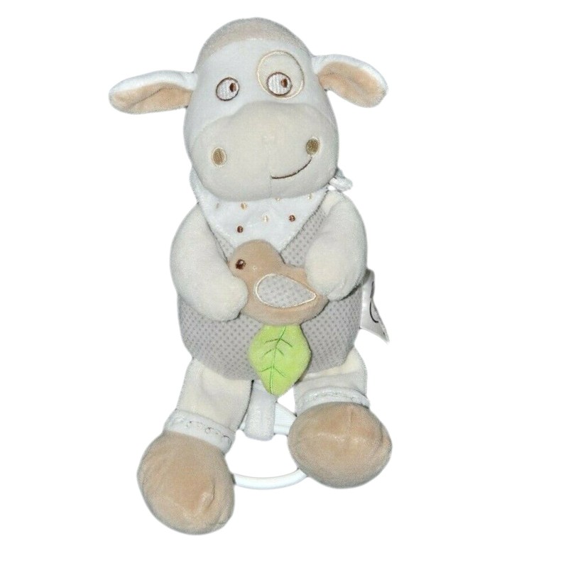 Peluche doudou musical Mouton beige 26 cm Mots d Enfants (21282)