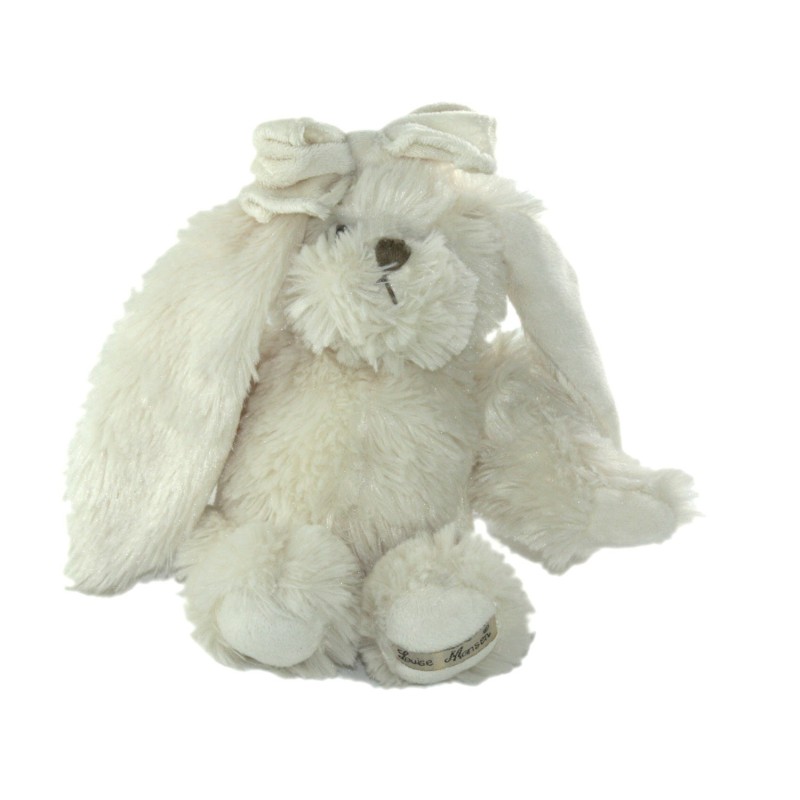 Peluche Lapin blanc noeud Louise Mansen 26 cm (23097)