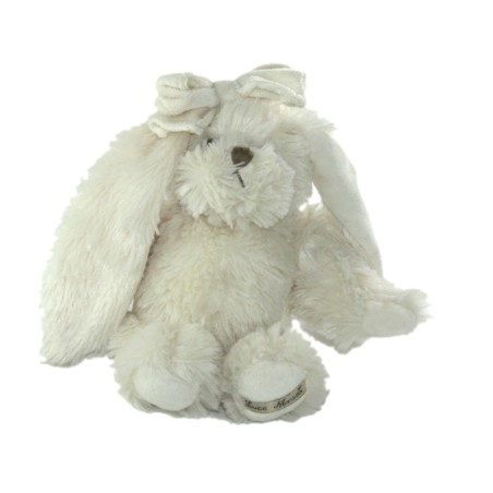 Peluche Lapin blanc noeud Louise Mansen 26 cm (23097)