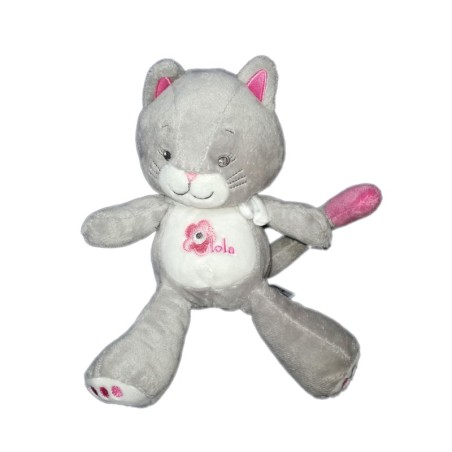 Doudou peluche Chat gris rose Arthur et Lola 21 cm (19840)