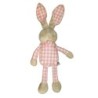 Doudou LAPIN beige rose blanc vichy KLORaNE 27 cm + 13 cm oreilles (21840)