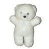 Peluche doudou Ours blanc rayures bleues 26 cm (24650)