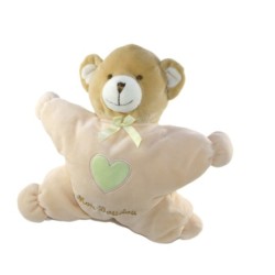 Doudou Ours rose coeur vert Mon Doudou 32 cm Nounours (23241)
