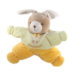 Doudou Coussin Lapin jaune orange 32 cm Nounours (23250)