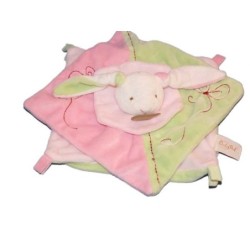 Babynat Doudou plat Lapin rose vert Baby Nat (15266)