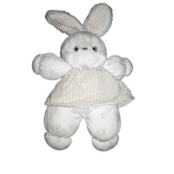 Peluche doudou lapin blanc beige rayures Tartine et Chocolat 30 cm (20876)