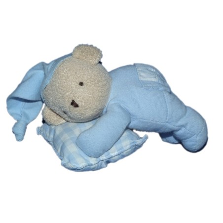 Peluche Doudou Ours coussin oreiller bleu TARTINE ET CHOCOLAT 15 cm (16663)