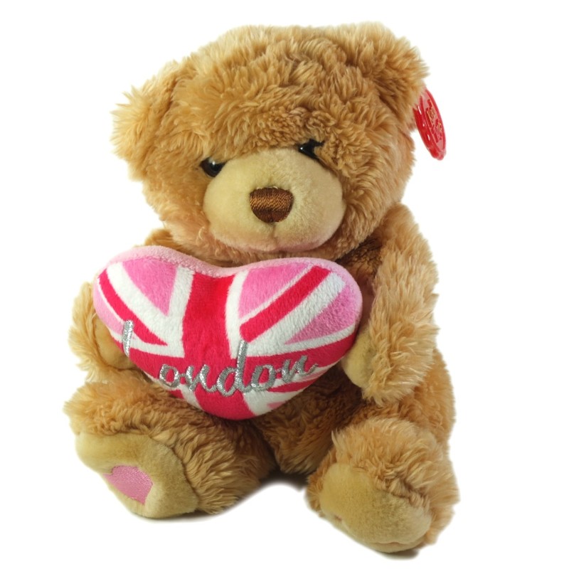 Peluche Doudou Ours beige Coeur London 19 cm KEEL TOYS (26408)