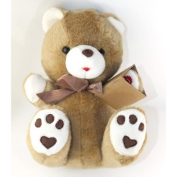 NEUF Peluche Ours beige Damart 35 cm Noeud satin marron (23506)