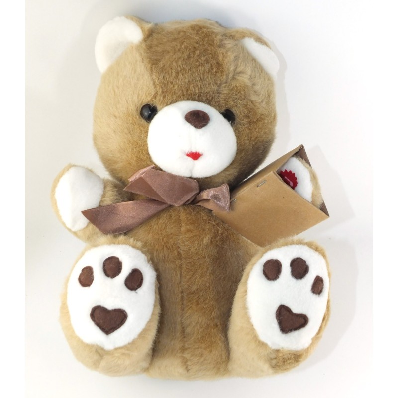 NEUF Peluche Ours beige Damart 35 cm Noeud satin marron (23506)