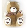 NEUF Peluche Ours beige Damart 35 cm Noeud satin marron (23506)