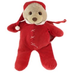 Peluche doudou Sac a dos Ours pyjama rouge dormeur FRANCOISE SAGET Idem Damart Perfectel 40 cm (22465)