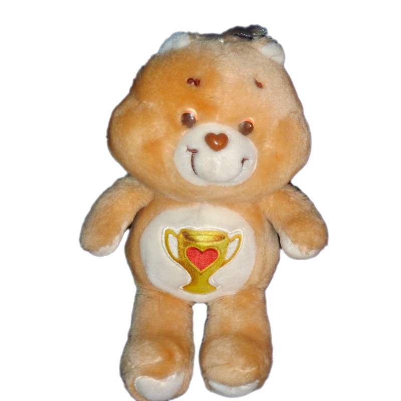 VINTAGE - Peluche BISOUNOURS Care Bear Plush - Groschampion Champ Bear Coupe - H 34 CM KENNER (10420)
