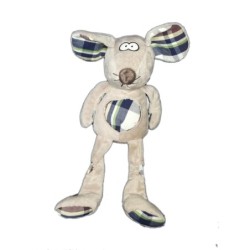 Peluche doudou Souris grise beige carreaux bleux 40 cm CA Crédit Agricole Centre Loire (19629)