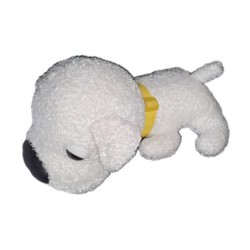 Peluche Chien blanc collier jaune Grosse Tete 30 cm Ajena Nounours (23560)