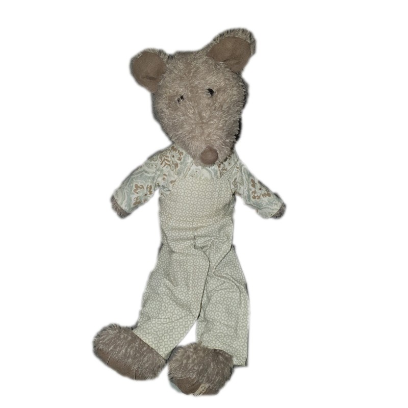 Peluche ours Loup Souris rat gris salopette Louise Mansen 42 cm (22011)
