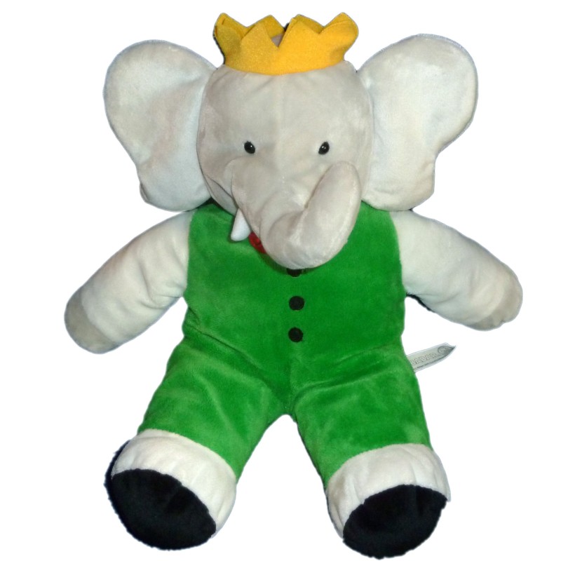 Peluche Doudou Elephant BABAR Gris vert LANSAY 36 cm 10357 (8785)