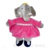 Peluche Doudou Elephant CELESTE Babar Grise robe rose 40 cm (3331)