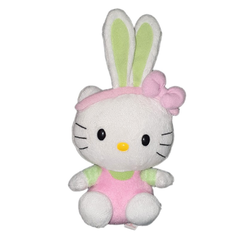 Doudou Hello Kitty deguise Lapin rose vert 22 cm TY (21995)