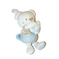 Doudou Peluche musicale Ours ballon bleu blanc Mots d'Enfants (26804)