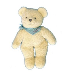 Doudou Peluche OURS beige Foulard Bleu Bearli  - KIABI Bébé - H 28 cm (6366)