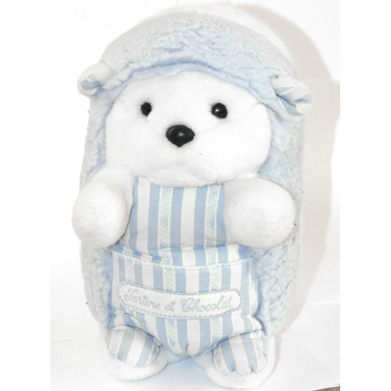 TARTINE ET CHOCOLAT Doudou peluche Herisson Bleu blanc 28 cm (18738)