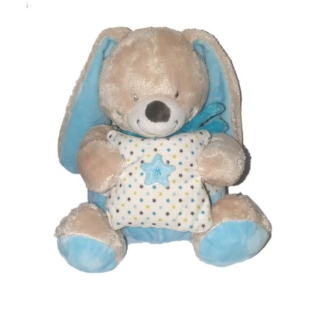Peluche musicale Doudou Lapin bleu Coussin Mots d Enfants 22 cm (25466)