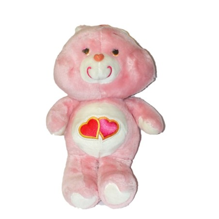 VINTAGE Bisounours rose 2 coeurs GROSCHERI 34 cm KENNER Care Bears (27064)