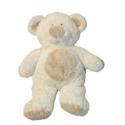 Grande peluche doudou Ours blanc beige Kiabi 50 cm longs poils (27583)