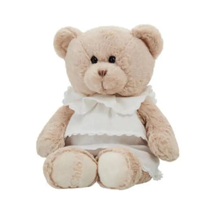 Peluche ours beige robe blanche Marionnaud 2002 Chloe 38 cm (21871)