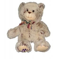 Peluche ours beige marron noeud Marionnaud 32 cm NEUF ETIQU (23408)